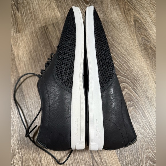 Aldo Shoes Men sz12 Black Leather & Mesh Sneakers Dadcore Vtg Y2K Retro Capsule - Picture 6 of 8